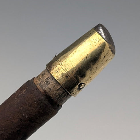 英国アンティーク 革張りブラウンシャフト ノブハンドル ステッキ 杖 89cm